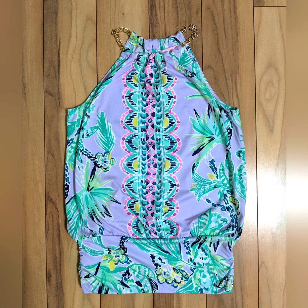Lilly Pulitzer Purple and Green Halter Top